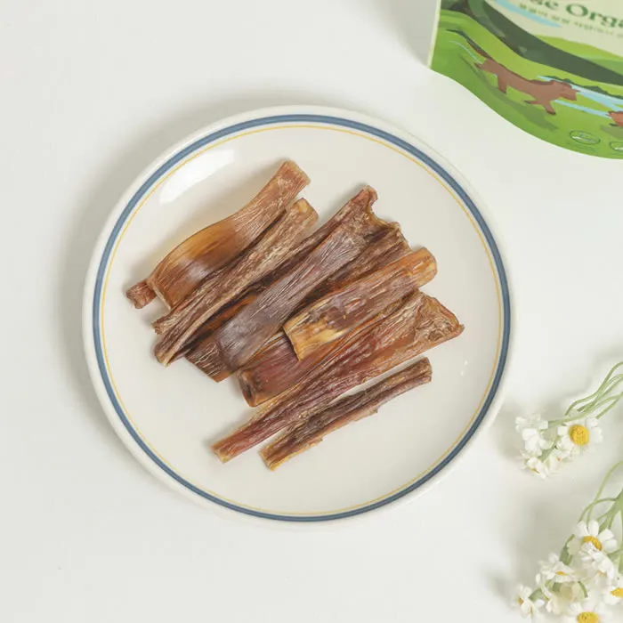 Horse bully sticks on a plate