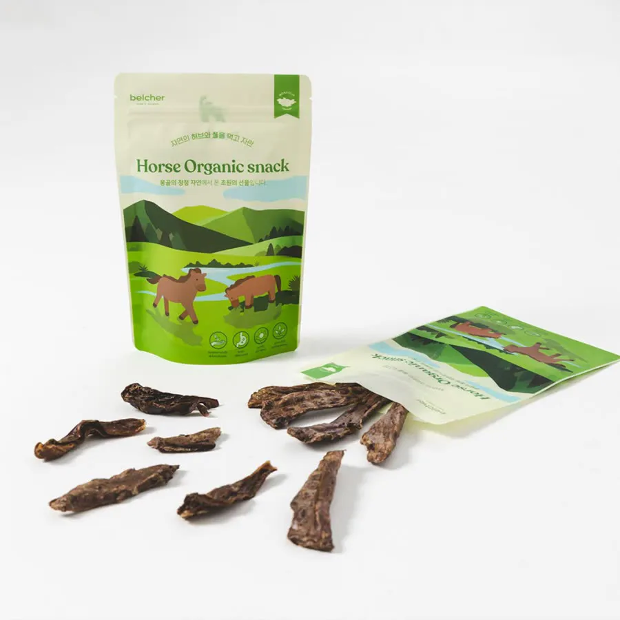 Horse jerky with pouch